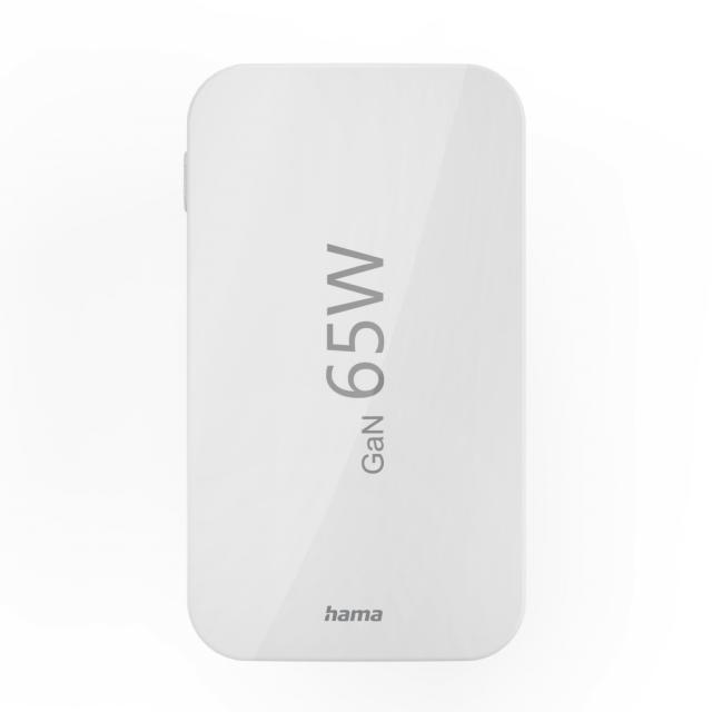 HAMA Бързо мини зарядно, 65W, 2x USB-C, 1x USB-A, PD, плоско, бяло 