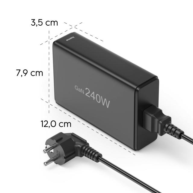 Hama 5 Port USB Charging Station, GaN, Fast Charger, 4xUSB-C, 1xUSB-A, PD, 240 W 