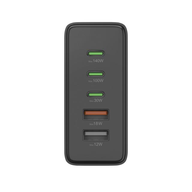 Hama 5-Port USB Charging Station, GaN, Fast Charger, 3xUSB-C, 2xUSB-A, PD, 140 W 