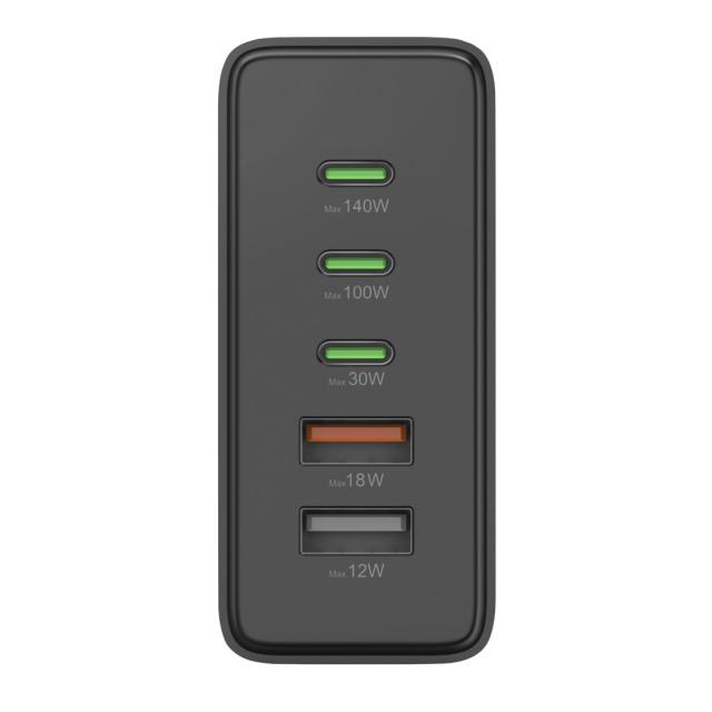 Hama 5-Port USB Charging Station, GaN, Fast Charger, 3xUSB-C, 2xUSB-A, PD, 140 W 