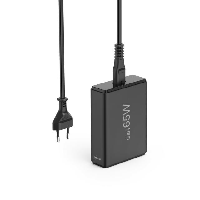 Hama 4-Port USB Charging Station, GaN, Fast Charger, 2xUSB-C, 2xUSB-A, PD, 65 W 