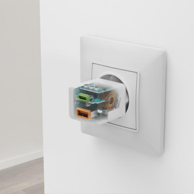 HAMA Бързо мини зарядно 1x USB-C, 1x USB-A, PD, 20 W, бяло 