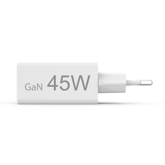 Hama Fast Charger, 1x USB-C, 1x USB-A, Mini Charger, PD, 45 W, white 