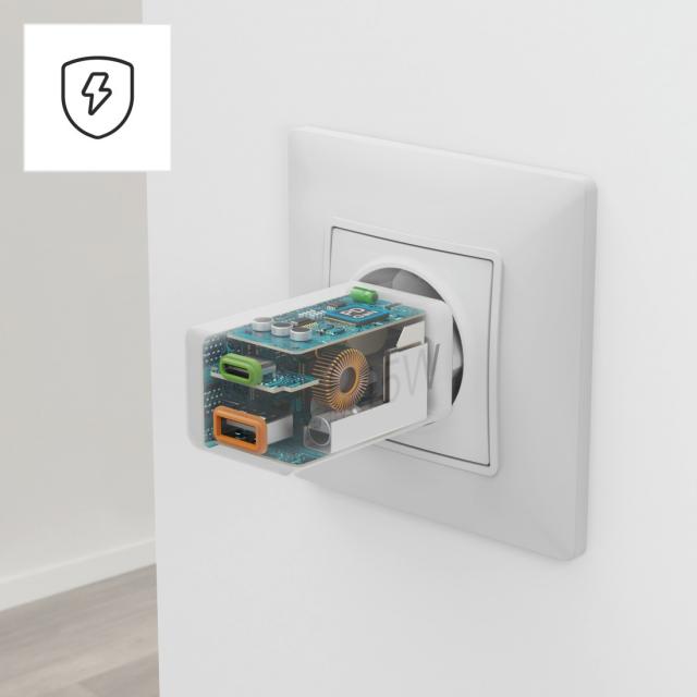 Hama Fast Charger, 1x USB-C, 1x USB-A, Mini Charger, PD, 45 W, white 