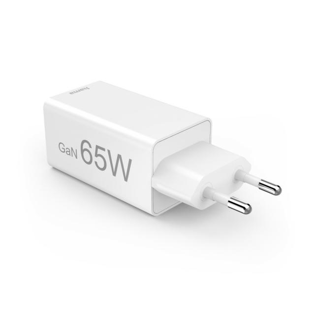 HAMA Бързо зарядно 220V, 65W,  GaN, 2x USB-C, PD, 201994 