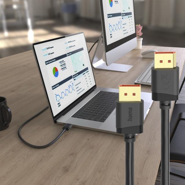 HAMA Кабел DisplayPort, DP 2.1, Ultra-HD 8K, 40 Gbit/s, 2 м 