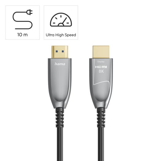 HAMA Оптичен HDMI кабел, ултра високоскоростен, AOC, сертифициран, 8K, алуминий, 10 м 