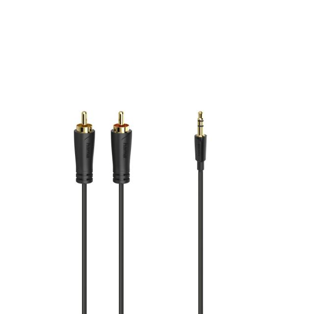 HAMA Аудио кабел, 3.5 мм жак - 2 RCA, стерео, позлатен, 1,5 м 