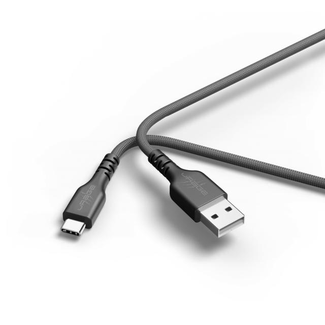 uRage USB Cable, uFlex, USB-A Plug - USB-C Plug, Mesh, 2.20 m, black 