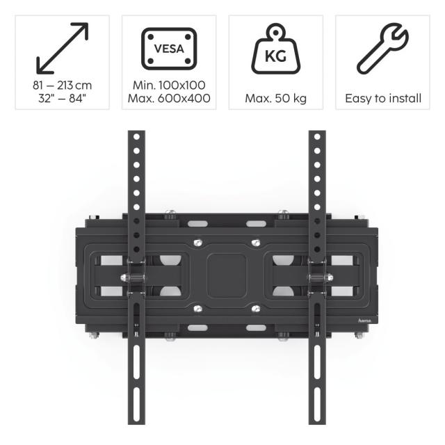 Hama TV Wall Bracket, 213 cm (84") up to 50 kg, 220831 