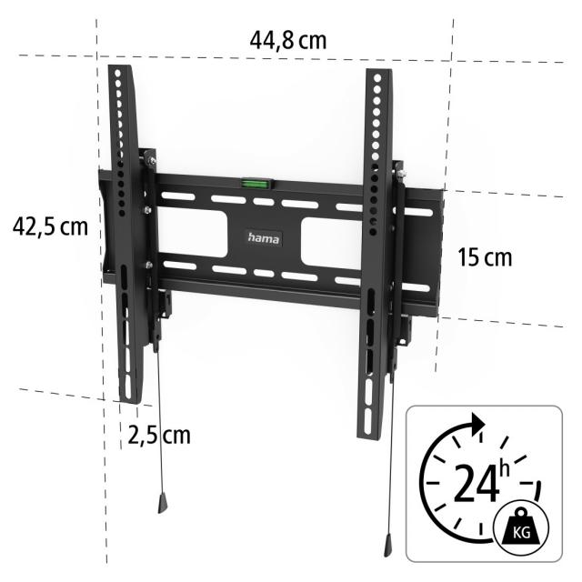 HAMA Стенна стойка за TV, 165 см (65") до 50 кг, защита от кражба 