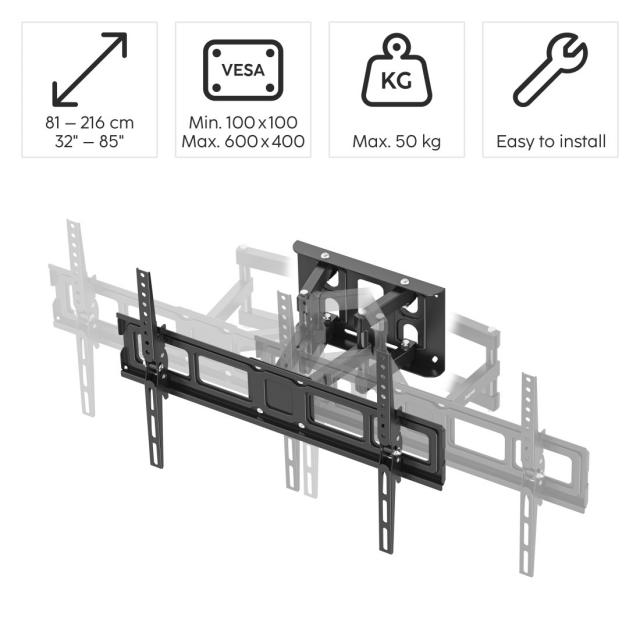 Hama TV Wall Bracket, Swivel, Tilt, Pull-out, 216 cm (85”), up to 50 kg 