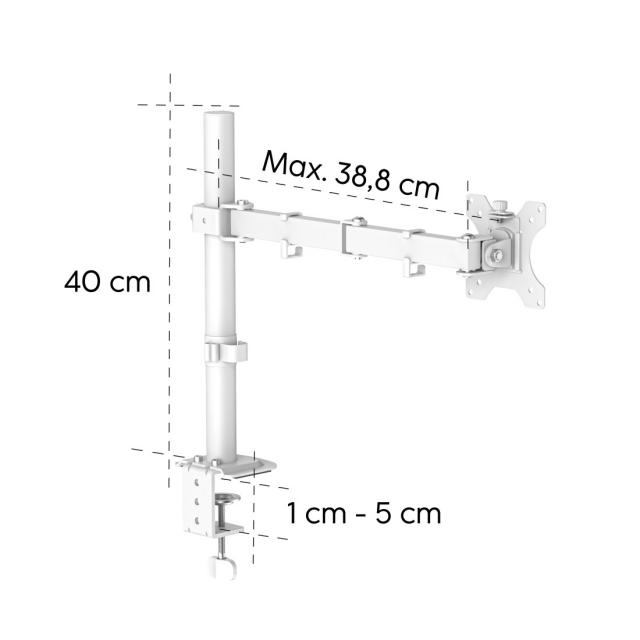 Hama Monitor Mount, Height-adjustable, Swivel/Tilt, Pull-out, 13" - 35", white 