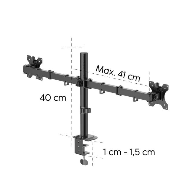 Hama Monitor Mount, 2 Monitors, Height-adjustable, Swivel/Tilt, 13" - 35" 