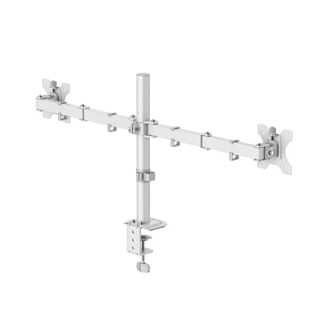 Hama Monitor Mount, 2 Monitors, Height-adjustable, Swivel/Tilt, 13" - 35", white 