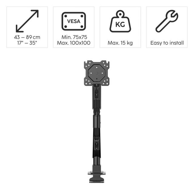 Hama Monitor Mount, Gas Spring, Height-adjustable, Swivel/Tilt, 17"-35" 