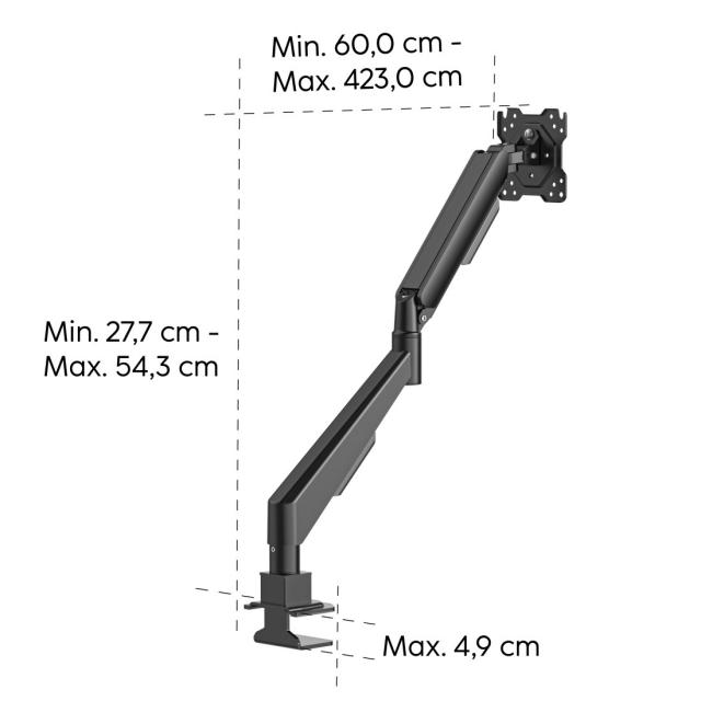 Hama Monitor Mount, Gas Spring, Height-adjustable, Swivel/Tilt, 17"-35" 