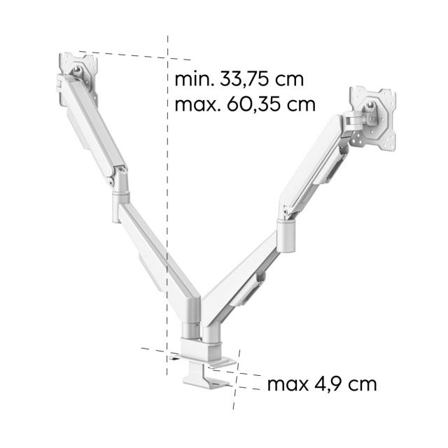 Hama Monitor Mount, 2 Monitors, Gas Spring, Fully Mobile, 17" - 35", white 