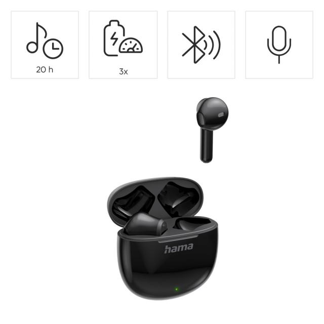 Hama Блутут слушалки "Action One", TWS, Earbuds, черно 