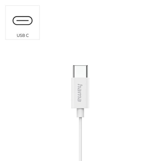 HAMA Слушалки "Season II" USB-C, накрайници, микрофон, защита от прегъване на кабел, бял 