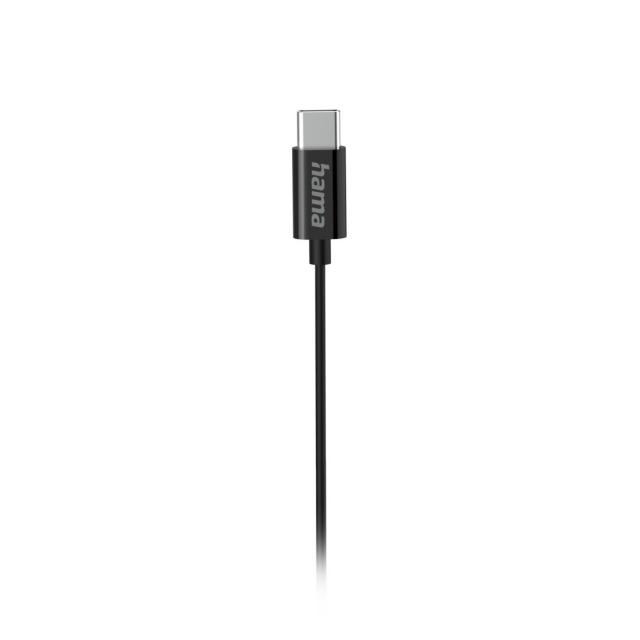 HAMA Слушалки “Curly”, USB-C, микрофон, черен 