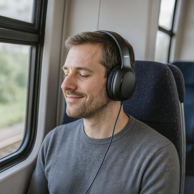 HAMA Слушалки с микрофон "Fun C", USB-C, водач за кабел от едната страна, черни 