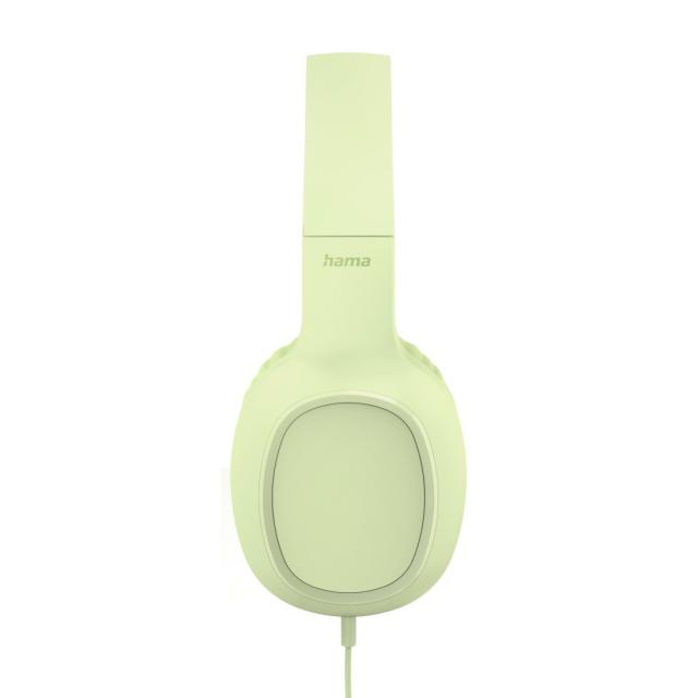 HAMA Слушалки с микрофон "Fun C", USB-C, водач за кабел от едната страна, зелени 