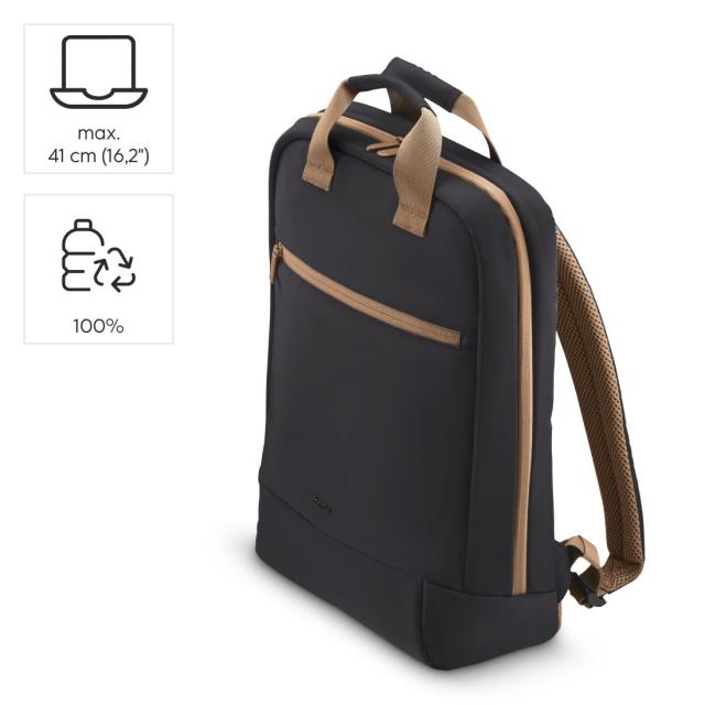 HAMA Раница за лаптоп "Ultra Lightweight", до 41 см (16,2"), черно с кафяво 