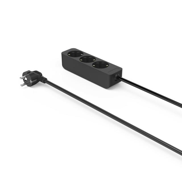 Hama 3-Way Power Strip, with Incr. Touch Protect., 1.4 m, black 