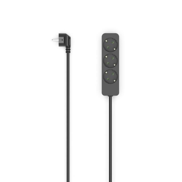 Hama 3-Way Power Strip, with Incr. Touch Protect., 1.4 m, black 