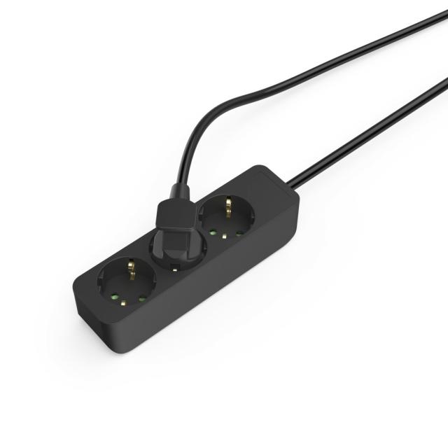 Hama 3-Way Power Strip, with Incr. Touch Protect., 1.4 m, black 
