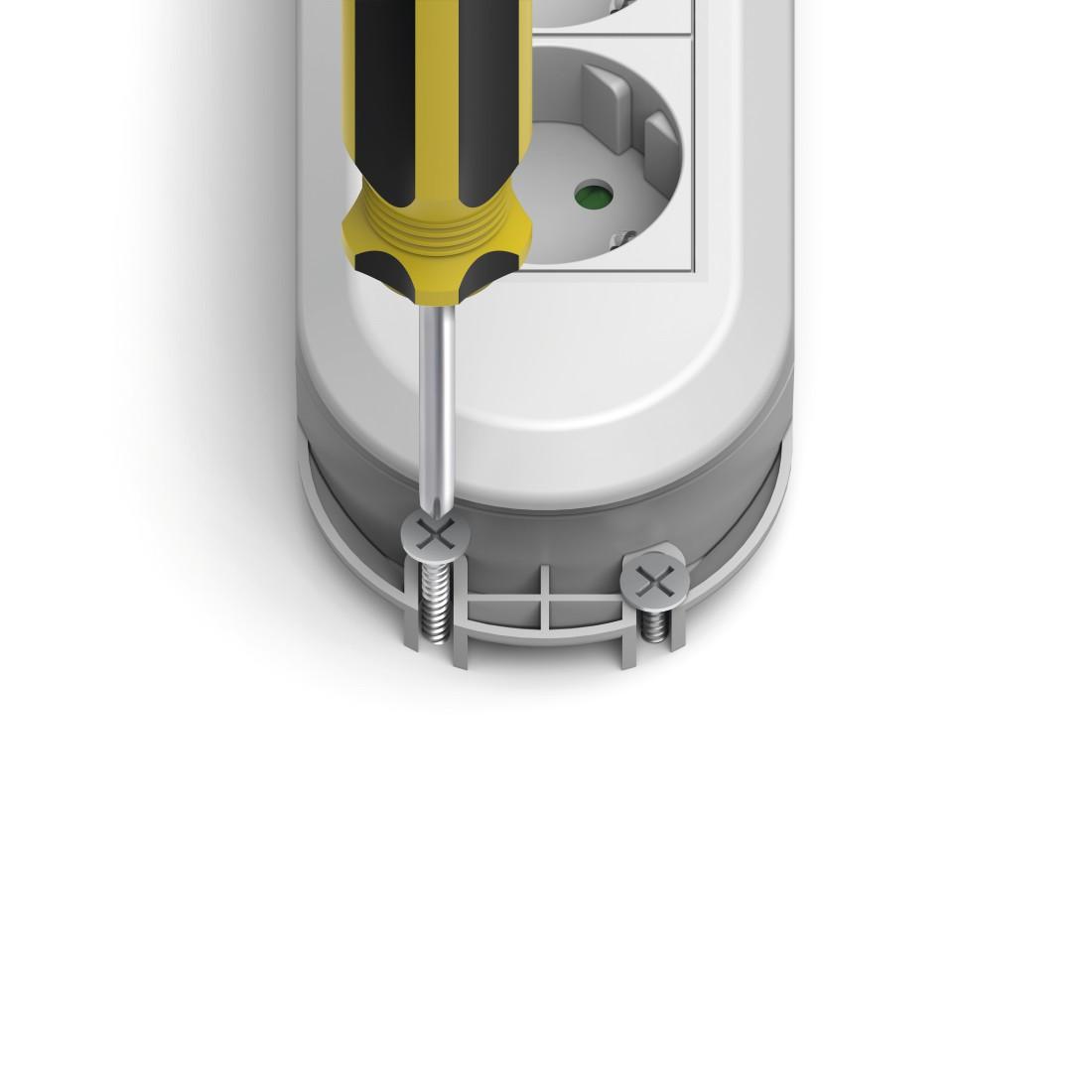 HAMA Разклонител 6 гнезда на 90°, бутон за вкл./изкл., стенен монтаж, 2 м, бял