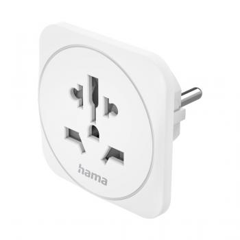 Hama Travel Adapter Type E and F, 3-Pin, Universal, World to Europe, white