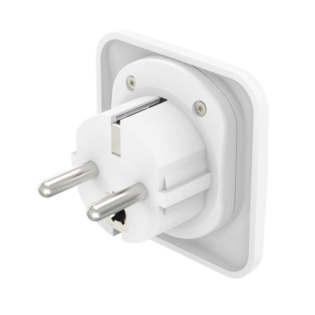 Hama Travel Adapter Type E and F, 3-Pin, Universal, World to Europe, white 