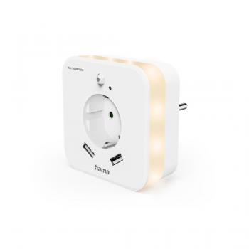 HAMA LED нощна лампа с контакт, 2x USB изхода