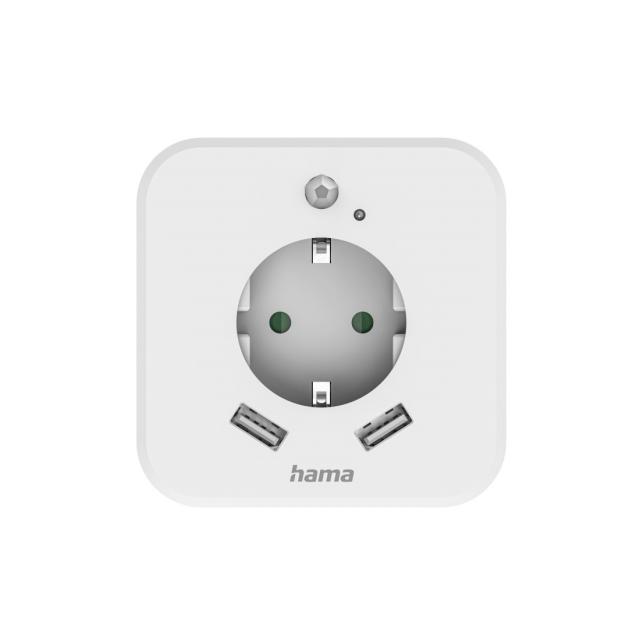 HAMA LED нощна лампа с контакт, 2x USB изхода 