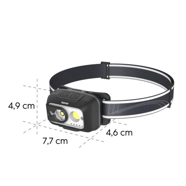 HAMA Фенер Челник/ LED "HL500-C", USB-C, 4 Режима 