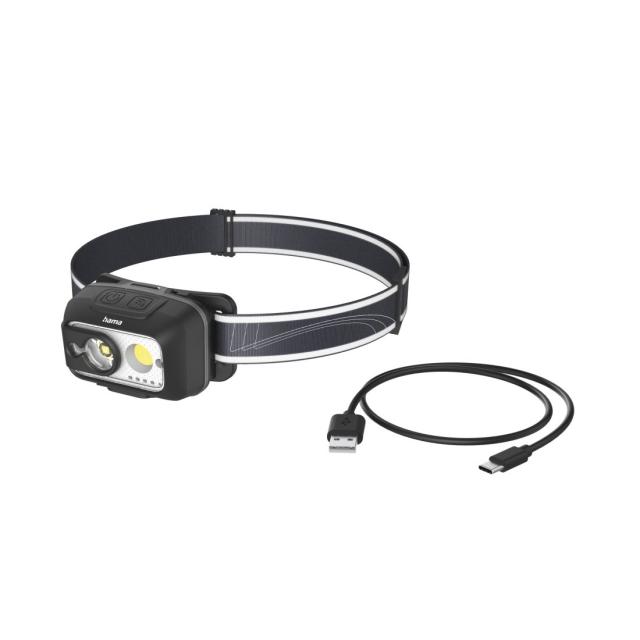 HAMA Фенер Челник/ LED "HL500-C", USB-C, 4 Режима 