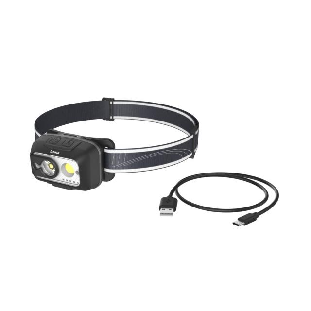 HAMA Фенер Челник/ LED "HL500-C", USB-C, 4 Режима 