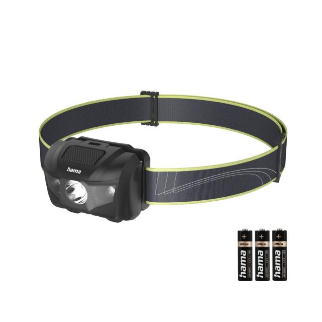 Hama HL200" LED Head Torch, Batteries, Head Torch for Jogging, Sports, 4 Modes 