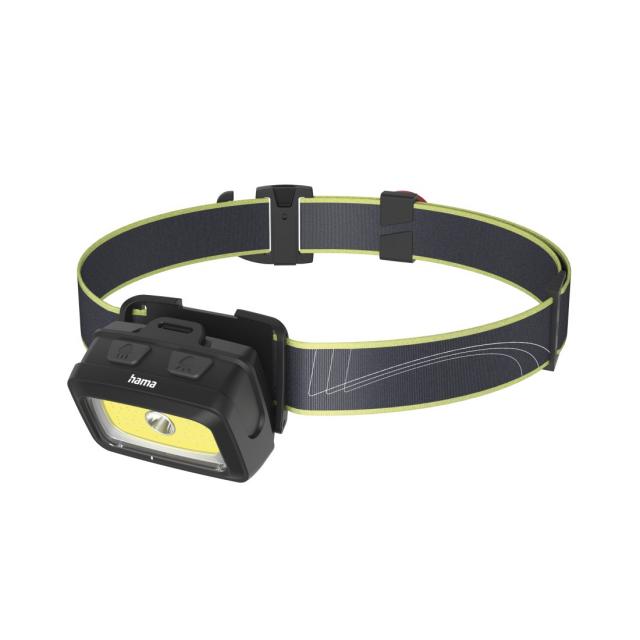 Hama "HL350" LED Head Torch, Batteries, COB, Head T., Warn. Light, Whistle, 7 Modes 