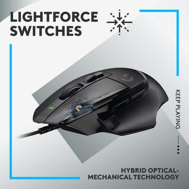 Геймърска мишка Logitech, G502 X, Оптична,  Жична, USB, Черна 