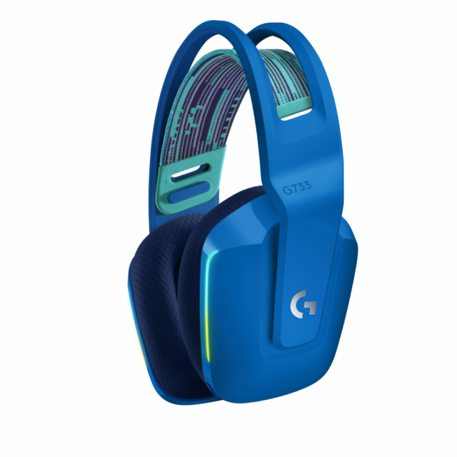 Геймърски слушалки Logitech G733 Blue Lightspeed Wireless RGB, Микрофон, Сини 