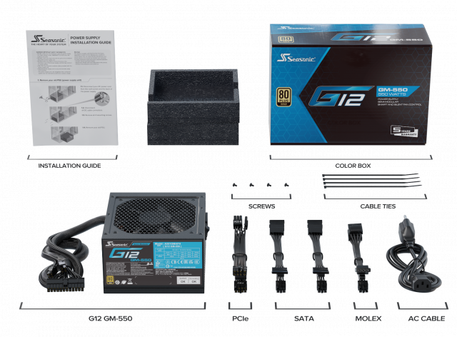 Power Supply Unit Seasonic G12 GM-550, 550W, 80+ GOLD 