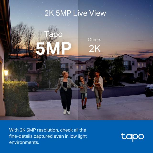 Видео звънец за врата Tapo D230S1, 2.4Ghz, 2K 5MP, Color Night Vision, акум.батерии, microSD 