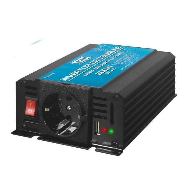 Инвертор 12/220 V  DC/AC 300/600W Pure Sine Wave TED000408  TED ELECTRIC 