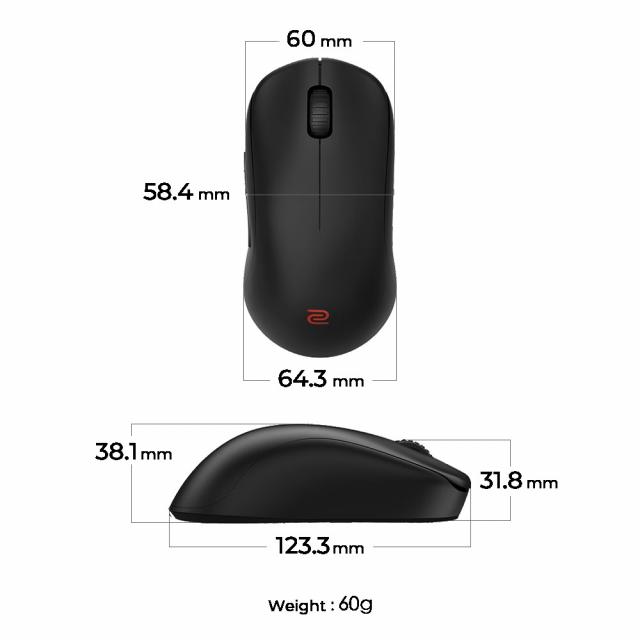 Геймърска безжична мишка ZOWIE U2-DW 4K, 2.4G, Черна 