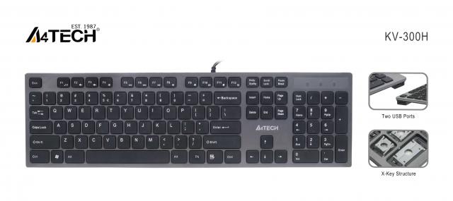 Keyboard A4tech KV-300H, 2 х USB port 