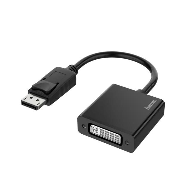 Адаптер HAMA  DisplayPort мъжко - DVI женско, Ultra-HD 4K, Essential, Черен 