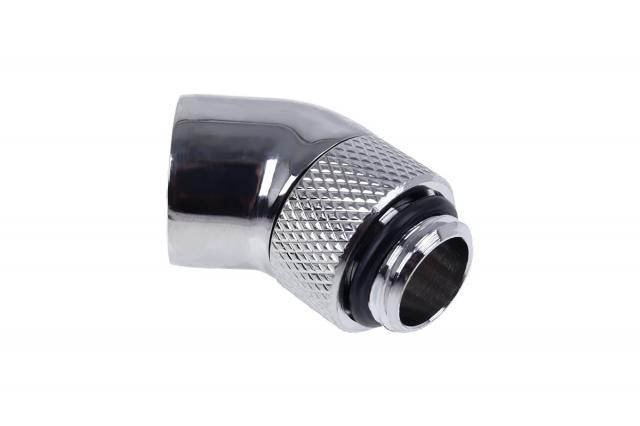 Alphacool Eiszapfen angled adaptor 45° rotatable G1/4 outer thread to G1/4 inner thread - chrome 